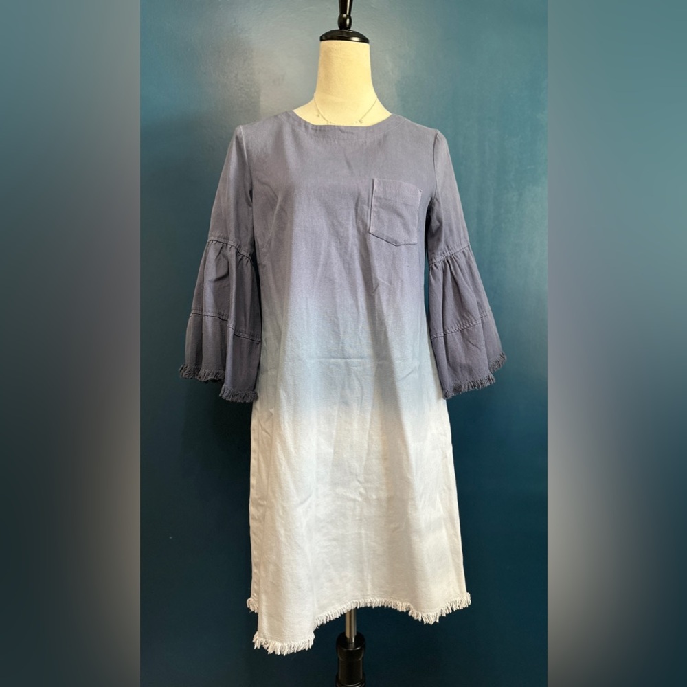 VIVI BY VIOLET WEEKEND Ombré Dip Dye 100% Cotton Mini Dress EUC Size Small